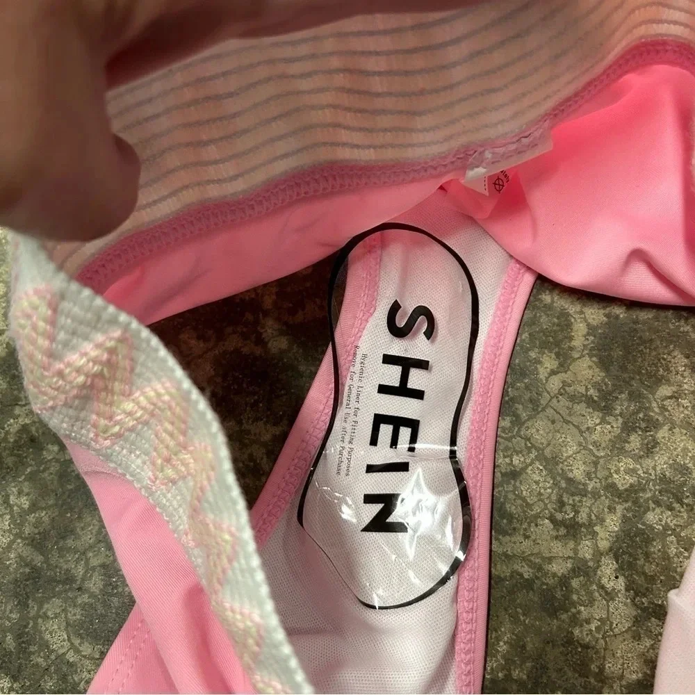 (LOT OF 2)‎ SHEIN Tween Girl Bikini Swimwear Sz 12-13Y Blue Leopard Pink Chevron